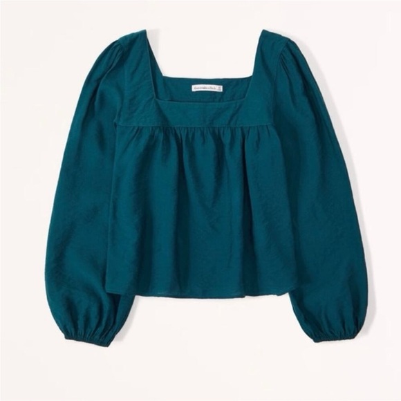 NWT Abercrombie Emerald Puff Sleeve Blouse Size XS - Picture 1 of 5